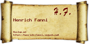 Henrich Fanni névjegykártya